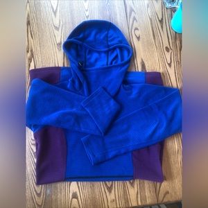 Melanzana Micro Grid Hoodie Dress quick dry Blue And Raspberry- EUC, Still Soft